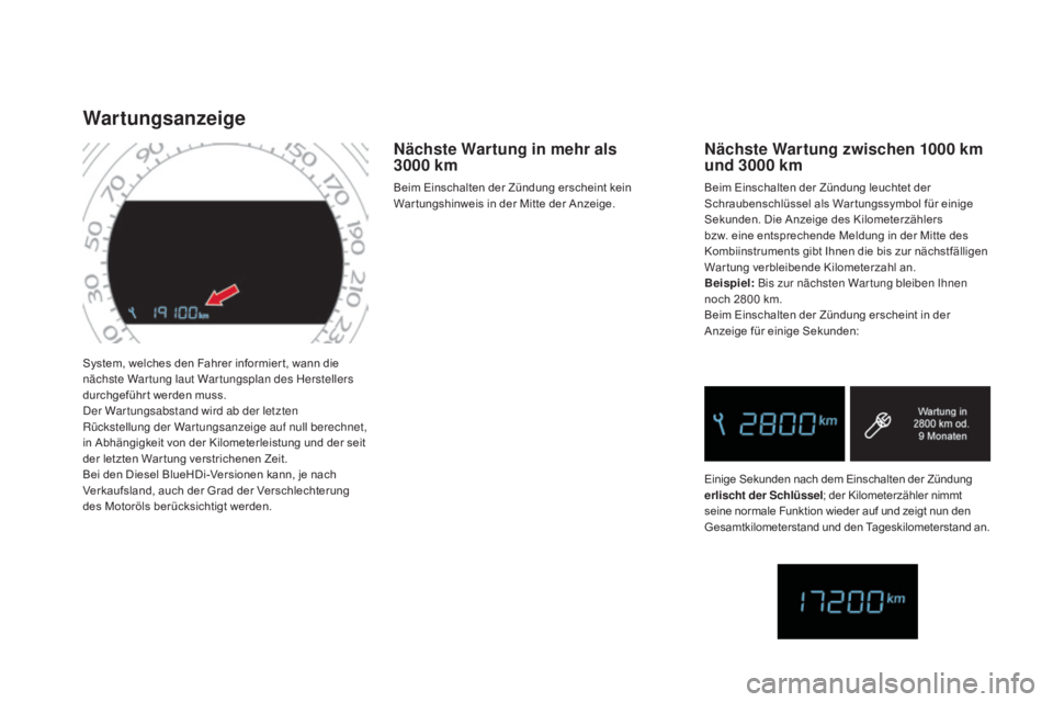 CITROEN DS4 2015  Betriebsanleitungen (in German) DS4_de_Chap01_controle-de-marche_ed02-2015
System, welches den Fahrer informier t, wann die 
nächste War tung laut War tungsplan des Herstellers 
durchgeführ t werden muss.
Der War tungsabstand wird