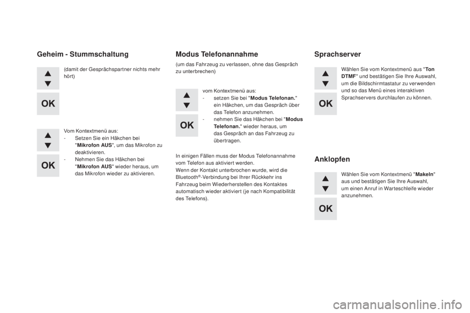 CITROEN DS5 2016 Betriebsanleitungen (in German) DS5_de_Chap11d_RD5_ed02-2015
(damit der Gesprächspartner nichts mehr
hör t)
Vom Kontextmenü aus:
-
Set
zen Sie ein Häkchen bei
"
mikro
fon
aUS", u
m das Mikrofon zu
deaktivieren.
-
CITROEN DS5 2016 Betriebsanleitungen (in German) DS5_de_Chap11d_RD5_ed02-2015
(damit der Gesprächspartner nichts mehr
hör t)
Vom Kontextmenü aus:
-
Set
zen Sie ein Häkchen bei
"
mikro
fon
aUS", u
m das Mikrofon zu
deaktivieren.
-