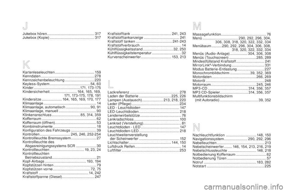 CITROEN DS5 2015 Betriebsanleitungen (in German) DS5_de_Chap12_index-recherche_ed01-2015
Kartenleseleuchten .......................................15 9
Kenndaten ..................................................... 2
78
Kennzeichenbeleuchtung
.... CITROEN DS5 2015 Betriebsanleitungen (in German) DS5_de_Chap12_index-recherche_ed01-2015
Kartenleseleuchten .......................................15 9
Kenndaten ..................................................... 2
78
Kennzeichenbeleuchtung
....