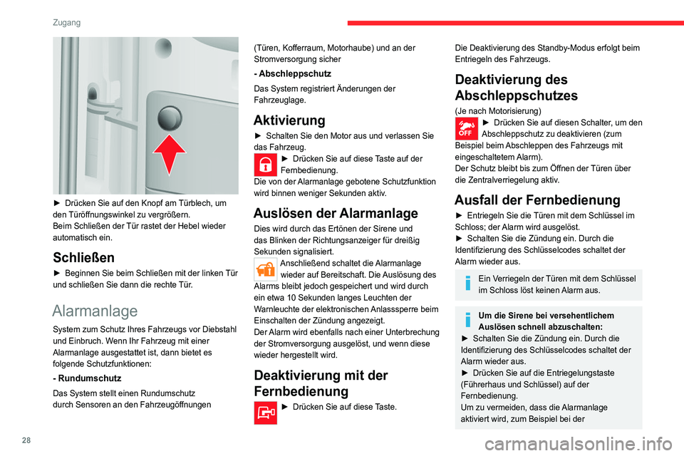 CITROEN JUMPER 2020 Betriebsanleitungen (in German) 28
Zugang
Wagenwäsche, verriegeln Sie das Fahrzeug mit
dem Schlüssel.
Durch das Entriegeln des Fahrzeugs mit der
Fernbedienung wird die Sirene automatisch
abgeschaltet.
Elektrische Fensterheber
CITROEN JUMPER 2020 Betriebsanleitungen (in German) 28
Zugang
Wagenwäsche, verriegeln Sie das Fahrzeug mit
dem Schlüssel.
Durch das Entriegeln des Fahrzeugs mit der
Fernbedienung wird die Sirene automatisch
abgeschaltet.
Elektrische Fensterheber