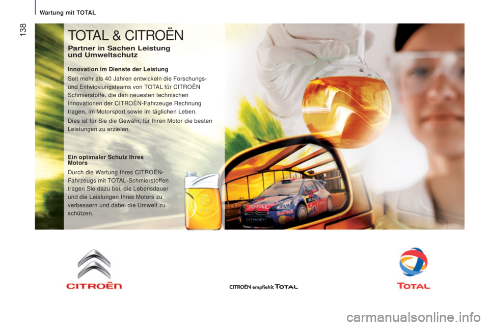 CITROEN JUMPER 2017 Betriebsanleitungen (in German) 138
Jumper_de_Chap07_Verifications_ed01-2016
TOTAL & CITROËN
Partner in Sachen Leistung
und Umweltschutz
Innovation im Dienste der Leistung
Seit mehr als 40 Jahren entwickeln die Forschungs-
und CITROEN JUMPER 2017 Betriebsanleitungen (in German) 138
Jumper_de_Chap07_Verifications_ed01-2016
TOTAL & CITROËN
Partner in Sachen Leistung
und Umweltschutz
Innovation im Dienste der Leistung
Seit mehr als 40 Jahren entwickeln die Forschungs-
und