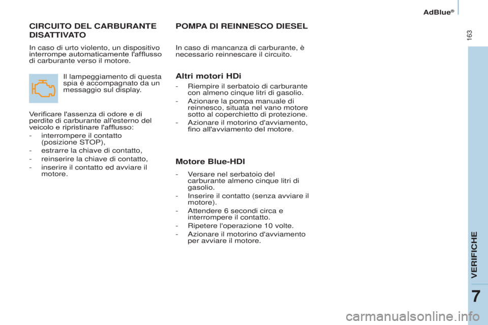 CITROEN BERLINGO MULTISPACE 2017 Libretti Di Uso E manutenzione (in Italian) 163
Berlingo2VP_it_Chap07_Verification_ed02-2016
AdBlue®
Berlingo2VP_it_Chap07_Verification_ed02-2016
POMPA DI REINNESCO D IESEL
In caso di mancanza di carburante, è
necessario reinnescare il c CITROEN BERLINGO MULTISPACE 2017 Libretti Di Uso E manutenzione (in Italian) 163
Berlingo2VP_it_Chap07_Verification_ed02-2016
AdBlue®
Berlingo2VP_it_Chap07_Verification_ed02-2016
POMPA DI REINNESCO D IESEL
In caso di mancanza di carburante, è
necessario reinnescare il c