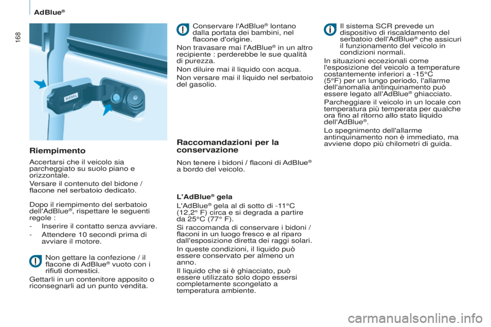 CITROEN BERLINGO MULTISPACE 2016 Libretti Di Uso E manutenzione (in Italian) 168
Berlingo-2-VP_it_Chap07_Verification_ed01-2016
AdBlue®
Riempimento
accertarsi che il veicolo sia
parcheggiato su suolo piano e
orizzontale.
Versare il contenuto del bidone /
flacone nel serbat CITROEN BERLINGO MULTISPACE 2016 Libretti Di Uso E manutenzione (in Italian) 168
Berlingo-2-VP_it_Chap07_Verification_ed01-2016
AdBlue®
Riempimento
accertarsi che il veicolo sia
parcheggiato su suolo piano e
orizzontale.
Versare il contenuto del bidone /
flacone nel serbat