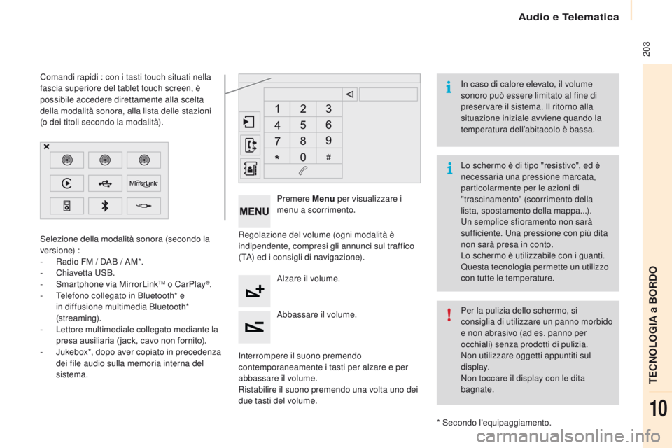 CITROEN BERLINGO MULTISPACE 2016 Libretti Di Uso E manutenzione (in Italian) Audio e Telematica
203
Berlingo-2-VP_it_Chap10a_sMEGplus_ed01-2016
Regolazione del volume (ogni modalità è
indipendente, compresi gli annunci sul traffico
(T
a) ed i c
onsigli di navigazione).
i CITROEN BERLINGO MULTISPACE 2016 Libretti Di Uso E manutenzione (in Italian) Audio e Telematica
203
Berlingo-2-VP_it_Chap10a_sMEGplus_ed01-2016
Regolazione del volume (ogni modalità è
indipendente, compresi gli annunci sul traffico
(T
a) ed i c
onsigli di navigazione).
i