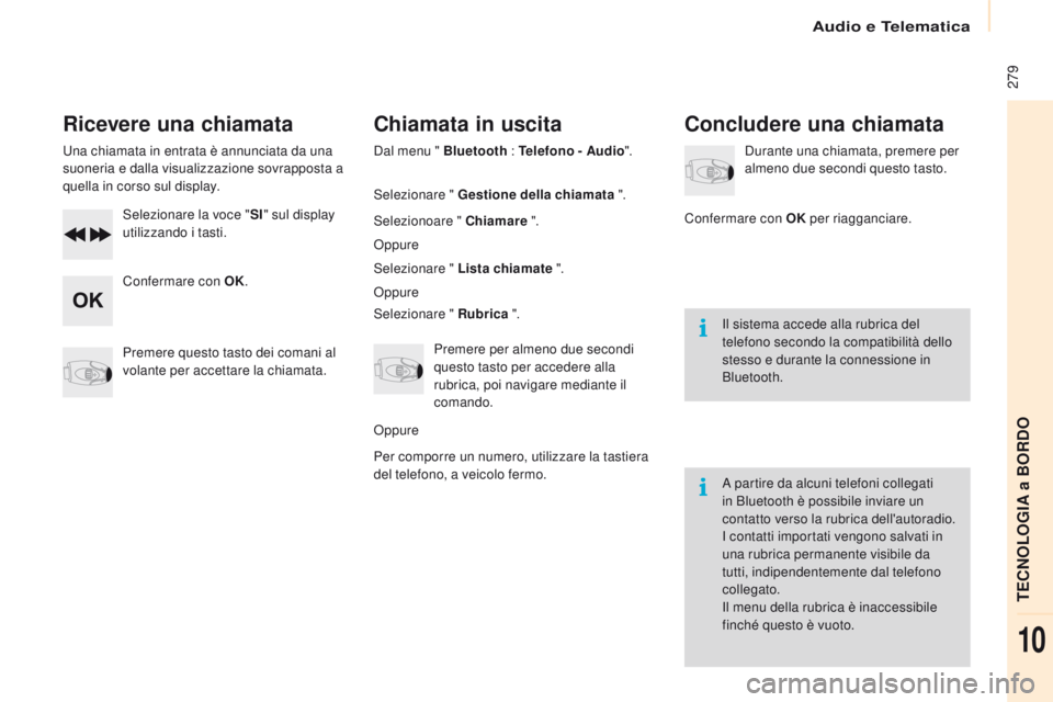 CITROEN BERLINGO MULTISPACE 2016 Libretti Di Uso E manutenzione (in Italian) 279
Berlingo-2-VP_it_Chap10b_Rd45_ed01-2016
Ricevere una chiamata
una chiamata in entrata è annunciata da una
s uoneria e dalla visualizzazione sovrapposta a
quella in corso sul display.
sel
ezio CITROEN BERLINGO MULTISPACE 2016 Libretti Di Uso E manutenzione (in Italian) 279
Berlingo-2-VP_it_Chap10b_Rd45_ed01-2016
Ricevere una chiamata
una chiamata in entrata è annunciata da una
s uoneria e dalla visualizzazione sovrapposta a
quella in corso sul display.
sel
ezio