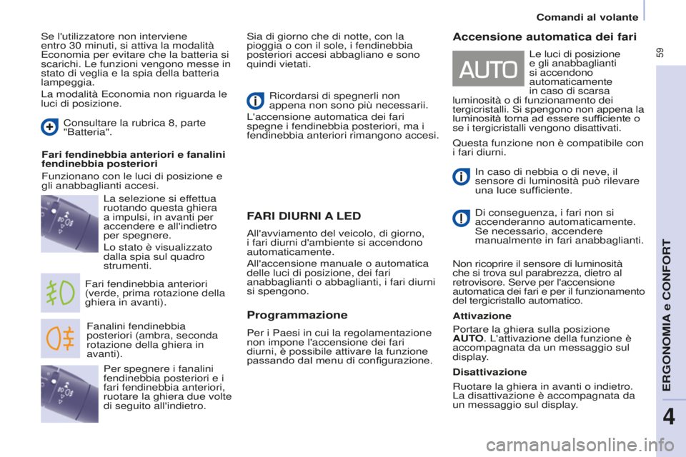 CITROEN BERLINGO MULTISPACE 2016 Libretti Di Uso E manutenzione (in Italian) 59
Comandi al volante
Berlingo-2-VP_it_Chap04_Ergonomie_ed01-2016
FARI DIURNI A LED
Fanalini fendinebbia
posteriori (ambra, seconda
rotazione della ghiera in
avanti).
Fari fendinebbia anteriori
( CITROEN BERLINGO MULTISPACE 2016 Libretti Di Uso E manutenzione (in Italian) 59
Comandi al volante
Berlingo-2-VP_it_Chap04_Ergonomie_ed01-2016
FARI DIURNI A LED
Fanalini fendinebbia
posteriori (ambra, seconda
rotazione della ghiera in
avanti).
Fari fendinebbia anteriori
(
