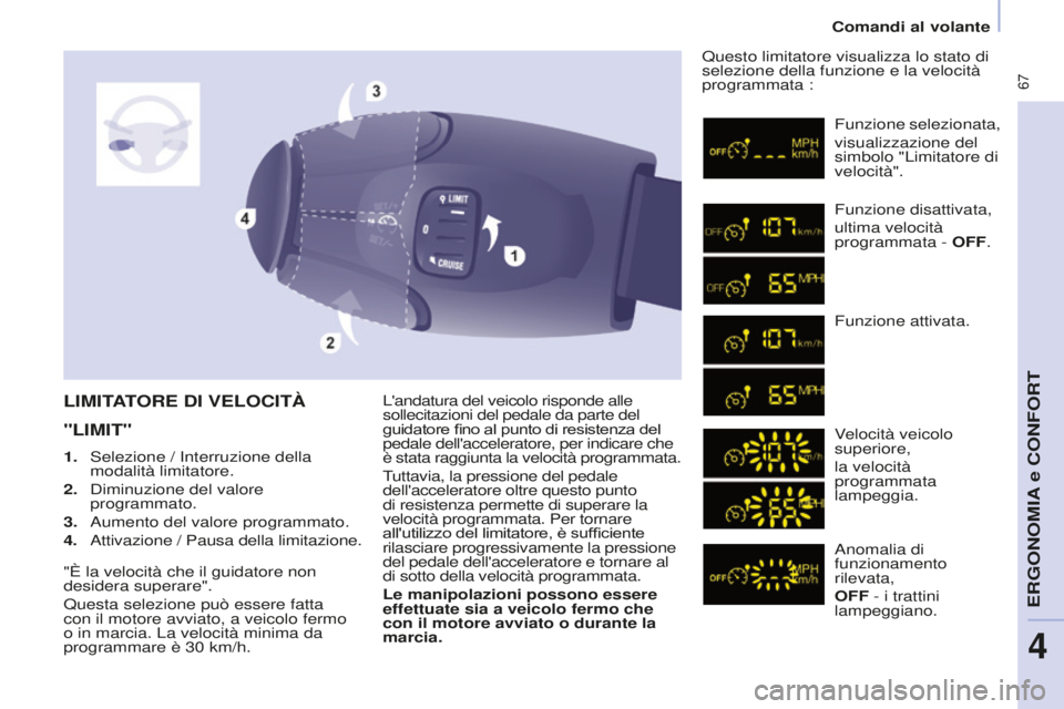 CITROEN BERLINGO MULTISPACE 2016 Libretti Di Uso E manutenzione (in Italian) 67
Comandi al volante
Berlingo-2-VP_it_Chap04_Ergonomie_ed01-2016
L'andatura del veicolo risponde alle
sollecitazioni del pedale da parte del
guidatore fino al punto di resistenza del
pedale d CITROEN BERLINGO MULTISPACE 2016 Libretti Di Uso E manutenzione (in Italian) 67
Comandi al volante
Berlingo-2-VP_it_Chap04_Ergonomie_ed01-2016
L'andatura del veicolo risponde alle
sollecitazioni del pedale da parte del
guidatore fino al punto di resistenza del
pedale d