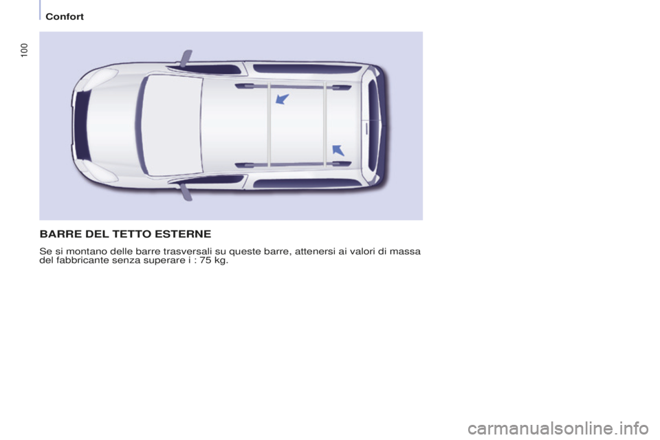 CITROEN BERLINGO MULTISPACE 2015 Libretti Di Uso E manutenzione (in Italian) 100
Berlingo-2-VP_it_Chap04_Ergonomie_ed01-2015Berlingo-2-VP_it_Chap04_Ergonomie_ed01-2015
BARRE DEL TETTO ESTERNE
se si montano delle barre trasversali su queste barre, attenersi ai valor\
i di mas CITROEN BERLINGO MULTISPACE 2015 Libretti Di Uso E manutenzione (in Italian) 100
Berlingo-2-VP_it_Chap04_Ergonomie_ed01-2015Berlingo-2-VP_it_Chap04_Ergonomie_ed01-2015
BARRE DEL TETTO ESTERNE
se si montano delle barre trasversali su queste barre, attenersi ai valor\
i di mas
