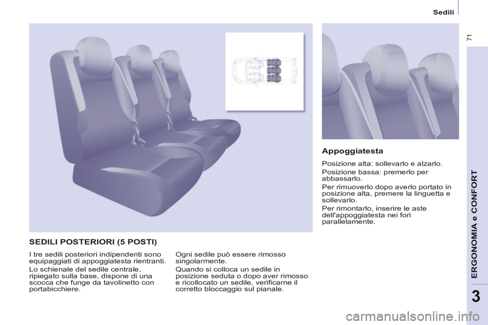 CITROEN BERLINGO MULTISPACE 2014 Libretti Di Uso E manutenzione (in Italian) Sedili
Berlingo_2_VP_papier_it_Chap03_Ergonomie_ed01-2014
71
ERGONOMIA
e C
ERGONOMIA
e C
ERGONOMIA
ONFORT
3
SEDILI POSTERIORI (5 POSTI)
Appoggiatesta
Posizione alta: sollevarlo e alzarl CITROEN BERLINGO MULTISPACE 2014 Libretti Di Uso E manutenzione (in Italian) Sedili
Berlingo_2_VP_papier_it_Chap03_Ergonomie_ed01-2014
71
ERGONOMIA
e C
ERGONOMIA
e C
ERGONOMIA
ONFORT
3
SEDILI POSTERIORI (5 POSTI)
Appoggiatesta
Posizione alta: sollevarlo e alzarl