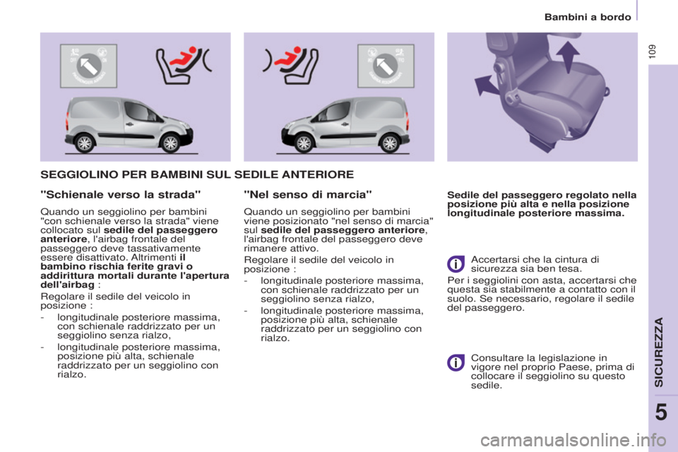 CITROEN BERLINGO ELECTRIC 2017 Libretti Di Uso E manutenzione (in Italian) 109
BERLINGO-2-VU_IT_CHAP05_SECURITE_ED01-2015
BERLINGO-2-VU_IT_CHAP05_SECURITE_ED01-2015
SEGGIOLINO PER BAMBINI SUL SEDILE ANTERIORE
Sedile del passeggero regolato nella
posizione più alta e nella CITROEN BERLINGO ELECTRIC 2017 Libretti Di Uso E manutenzione (in Italian) 109
BERLINGO-2-VU_IT_CHAP05_SECURITE_ED01-2015
BERLINGO-2-VU_IT_CHAP05_SECURITE_ED01-2015
SEGGIOLINO PER BAMBINI SUL SEDILE ANTERIORE
Sedile del passeggero regolato nella
posizione più alta e nella