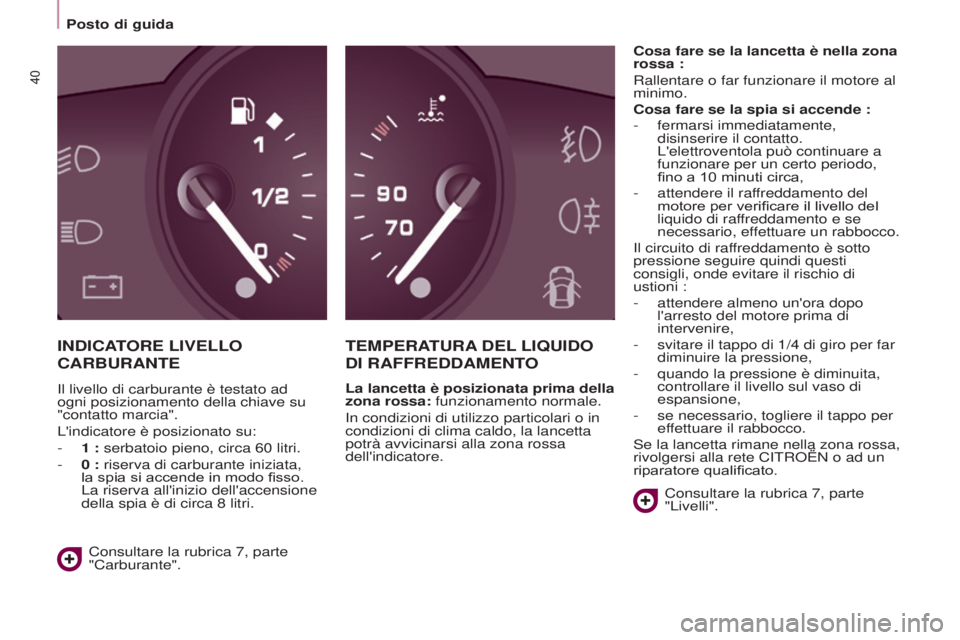 CITROEN BERLINGO ELECTRIC 2017  Libretti Di Uso E manutenzione (in Italian) 40
BERLINGO-2-VU_IT_CHAP03_PRET-A-PARTIR_ED01-2015BERLINGO-2-VU_IT_CHAP03_PRET-A-PARTIR_ED01-2015
INDICATORE LIVELLO 
CARBURANTE
T EMPERATURA  DEL  LIQUIDO  
DI

  RAFFREDDAMENTO
La lancetta è posizi