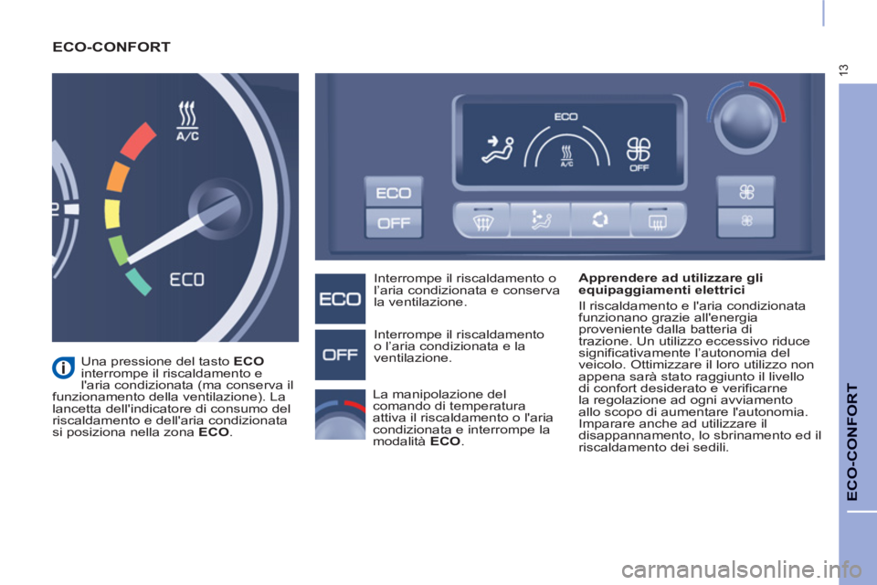 CITROEN BERLINGO ELECTRIC 2015 Libretti Di Uso E manutenzione (in Italian) 13
ECO-CONFORT
ECO-CONFORT
Apprendere ad utilizzare gli
equipaggiamenti elettrici
Il riscaldamento e laria condizionata
funzionano grazie allenergia
proveniente dalla batteria di
traz CITROEN BERLINGO ELECTRIC 2015 Libretti Di Uso E manutenzione (in Italian) 13
ECO-CONFORT
ECO-CONFORT
Apprendere ad utilizzare gli
equipaggiamenti elettrici
Il riscaldamento e laria condizionata
funzionano grazie allenergia
proveniente dalla batteria di
traz