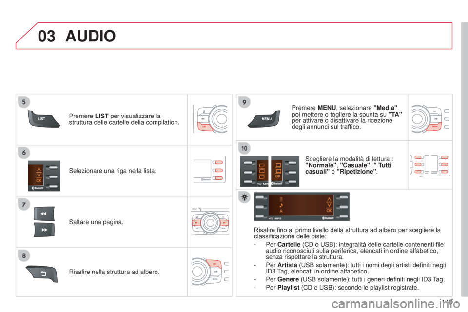 CITROEN C-ZERO 2016 Libretti Di Uso E manutenzione (in Italian) 03
143
C-zero_it_Chap11b_RdE2_ed01-2014
selezionare una riga nella lista.
s
altare una pagina. Premere MENU, selezionare
"Media"
poi mettere o togliere la spunta su "TA"
per attiva CITROEN C-ZERO 2016 Libretti Di Uso E manutenzione (in Italian) 03
143
C-zero_it_Chap11b_RdE2_ed01-2014
selezionare una riga nella lista.
s
altare una pagina. Premere MENU, selezionare
"Media"
poi mettere o togliere la spunta su "TA"
per attiva