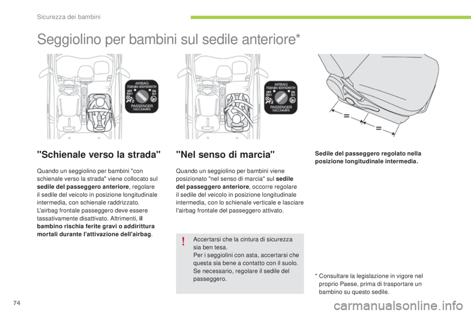CITROEN C-ZERO 2016 Libretti Di Uso E manutenzione (in Italian) 74
C-zero_it_Chap07_securite-enfants_ed01-2014
seggiolino per bambini sul sedile anteriore*
"Schienale verso la strada"
Quando un seggiolino per bambini "con
schienale verso la strada" CITROEN C-ZERO 2016 Libretti Di Uso E manutenzione (in Italian) 74
C-zero_it_Chap07_securite-enfants_ed01-2014
seggiolino per bambini sul sedile anteriore*
"Schienale verso la strada"
Quando un seggiolino per bambini "con
schienale verso la strada"