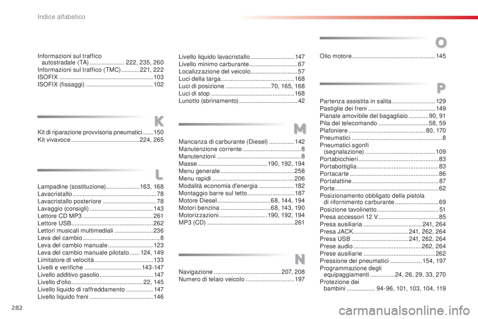 CITROEN C3 PICASSO 2015 Libretti Di Uso E manutenzione (in Italian) 282
C3Picasso_it_Chap15_index-alpha_ed01-2014
olio motore.................................................. 145
Partenza assistita in salita
..........................129
Pastiglie dei freni
... CITROEN C3 PICASSO 2015 Libretti Di Uso E manutenzione (in Italian) 282
C3Picasso_it_Chap15_index-alpha_ed01-2014
olio motore.................................................. 145
Partenza assistita in salita
..........................129
Pastiglie dei freni
...