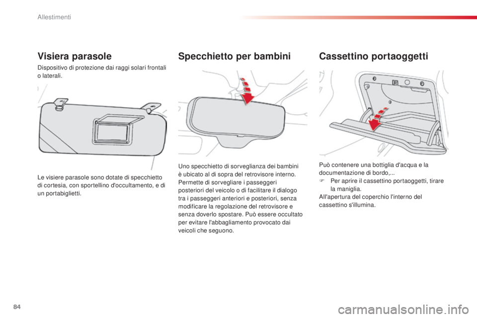 CITROEN C3 PICASSO 2015  Libretti Di Uso E manutenzione (in Italian) 84
C3Picasso_it_Chap06_amenagement_ed01-2014
Specchietto per bambini
Visiera parasole
dispositivo di protezione dai raggi solari frontali 
o laterali.
Le visiere parasole sono dotate di specchietto 
d CITROEN C3 PICASSO 2015  Libretti Di Uso E manutenzione (in Italian) 84
C3Picasso_it_Chap06_amenagement_ed01-2014
Specchietto per bambini
Visiera parasole
dispositivo di protezione dai raggi solari frontali 
o laterali.
Le visiere parasole sono dotate di specchietto 
d