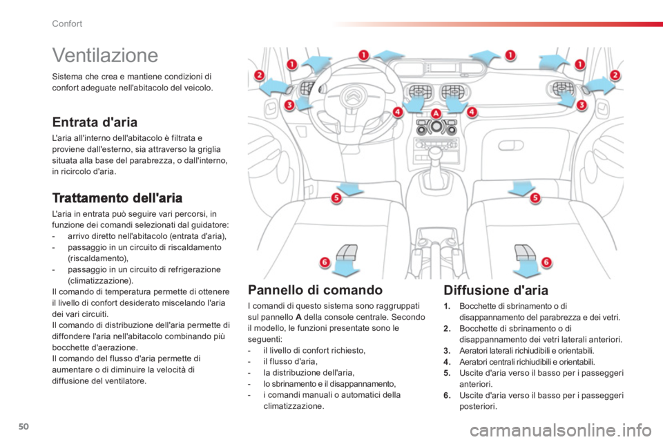 CITROEN C3 PICASSO 2014 Libretti Di Uso E manutenzione (in Italian) Confort
50
Vent ila zione
Laria in entrata può seguire vari percorsi, in
funzione dei comandi selezionati dal guidatore:
- arrivo diretto nellabitacolo (entrata dar CITROEN C3 PICASSO 2014 Libretti Di Uso E manutenzione (in Italian) Confort
50
Vent ila zione
Laria in entrata può seguire vari percorsi, in
funzione dei comandi selezionati dal guidatore:
- arrivo diretto nellabitacolo (entrata dar
