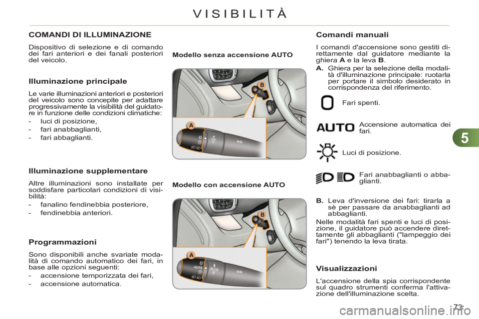 CITROEN C3 PICASSO 2012 Libretti Di Uso E manutenzione (in Italian) 5
73
VISIBILITÀ
COMANDI DI ILLUMINAZIONE
Dispositivo di selezione e di comando
dei fari anteriori e dei fanali posteriori
del veicolo.
Illuminazione principale
Le varie illuminazioni ante CITROEN C3 PICASSO 2012 Libretti Di Uso E manutenzione (in Italian) 5
73
VISIBILITÀ
COMANDI DI ILLUMINAZIONE
Dispositivo di selezione e di comando
dei fari anteriori e dei fanali posteriori
del veicolo.
Illuminazione principale
Le varie illuminazioni ante
