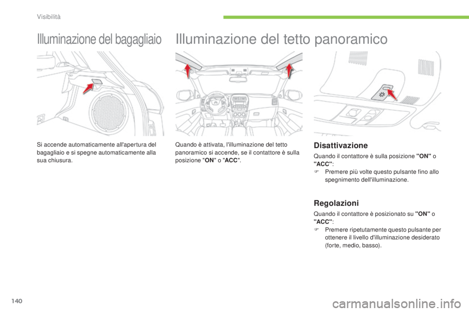 CITROEN C3 AIRCROSS 2016 Libretti Di Uso E manutenzione (in Italian) 140
C4-Aircross_it_Chap05_visibilite_ed01-2014
illuminazione del bagagliaio
si accende automaticamente all'apertura del
bagagliaio e si spegne automaticamente alla
sua chiusura.
illuminazione de CITROEN C3 AIRCROSS 2016 Libretti Di Uso E manutenzione (in Italian) 140
C4-Aircross_it_Chap05_visibilite_ed01-2014
illuminazione del bagagliaio
si accende automaticamente all'apertura del
bagagliaio e si spegne automaticamente alla
sua chiusura.
illuminazione de