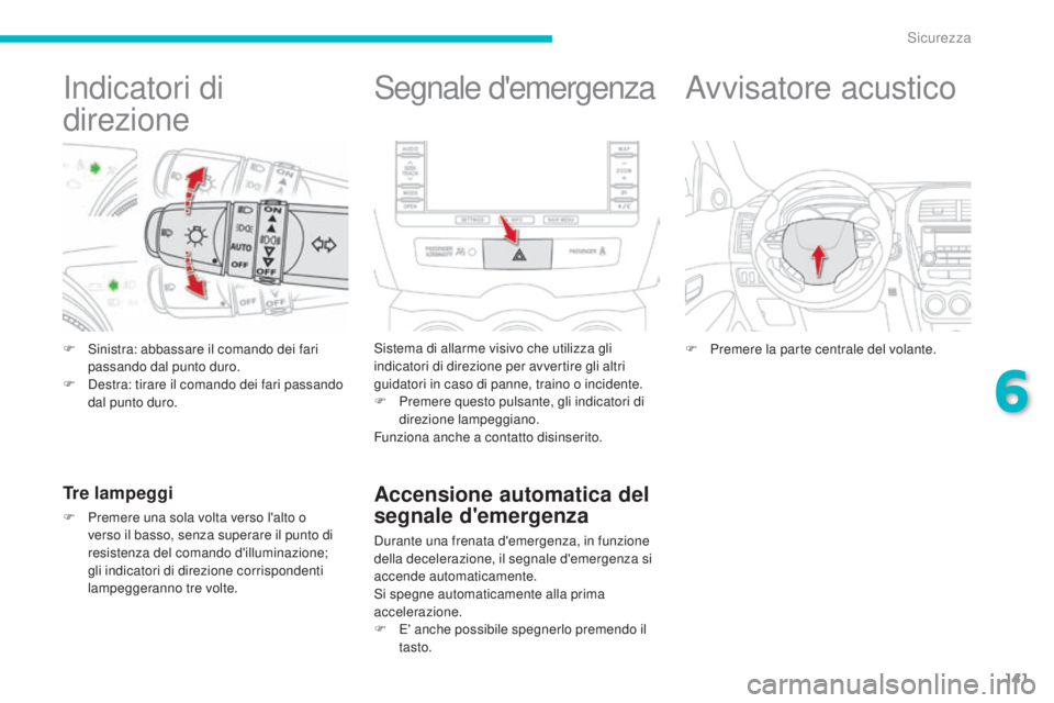 CITROEN C3 AIRCROSS 2016 Libretti Di Uso E manutenzione (in Italian) 141
C4-Aircross_it_Chap06_securite_ed01-2014
indicatori di
direzione
F sinistra: abbassare il comando dei fari passando dal punto duro.
F
d
e
stra: tirare il comando dei fari passando
dal punto CITROEN C3 AIRCROSS 2016 Libretti Di Uso E manutenzione (in Italian) 141
C4-Aircross_it_Chap06_securite_ed01-2014
indicatori di
direzione
F sinistra: abbassare il comando dei fari passando dal punto duro.
F
d
e
stra: tirare il comando dei fari passando
dal punto