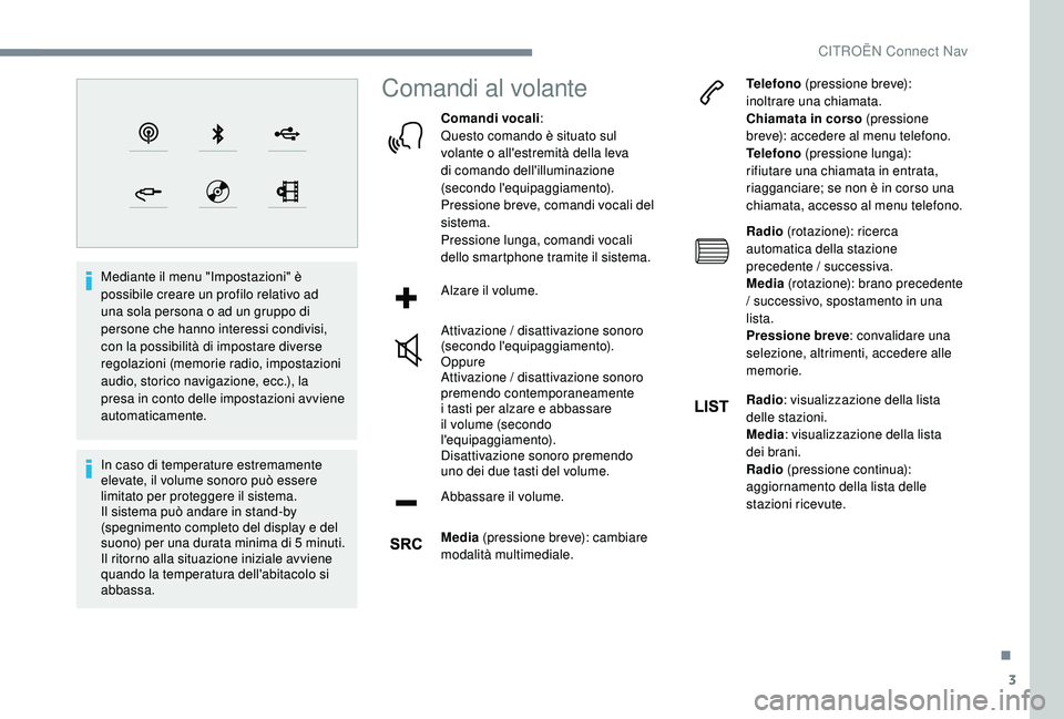CITROEN C4 CACTUS 2019 Libretti Di Uso E manutenzione (in Italian) 3
Mediante il menu "Impostazioni" è
possibile creare un profilo relativo ad
una sola persona o ad un gruppo di
persone che hanno interessi condivisi,
con la possibilità di impostare dive CITROEN C4 CACTUS 2019 Libretti Di Uso E manutenzione (in Italian) 3
Mediante il menu "Impostazioni" è
possibile creare un profilo relativo ad
una sola persona o ad un gruppo di
persone che hanno interessi condivisi,
con la possibilità di impostare dive