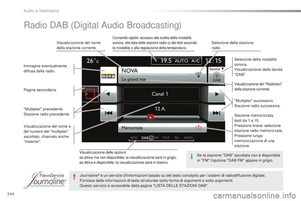CITROEN C4 CACTUS 2018 Libretti Di Uso E manutenzione (in Italian) 244
C4-cactus_it_Chap10b_SMEGplus_ed01-2016
Visualizzazione delle opzioni:
se attiva ma non disponibile, la visualizzazione sarà in grigio,
se attiva e disponibile, la visualizzazione sarà in bianco CITROEN C4 CACTUS 2018 Libretti Di Uso E manutenzione (in Italian) 244
C4-cactus_it_Chap10b_SMEGplus_ed01-2016
Visualizzazione delle opzioni:
se attiva ma non disponibile, la visualizzazione sarà in grigio,
se attiva e disponibile, la visualizzazione sarà in bianco