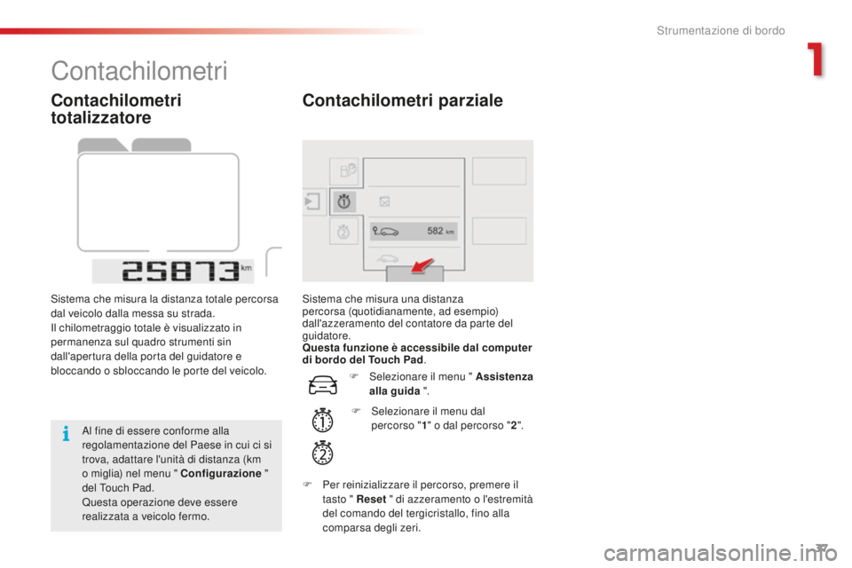 CITROEN C4 CACTUS 2018 Libretti Di Uso E manutenzione (in Italian) 37
C4-cactus_it_Chap01_Instruments-de-bord_ed01-2016
Contachilometri
totalizzatore
Sistema che misura la distanza totale percorsa
dal veicolo dalla messa su strada.
Il chilometraggio totale è visua CITROEN C4 CACTUS 2018 Libretti Di Uso E manutenzione (in Italian) 37
C4-cactus_it_Chap01_Instruments-de-bord_ed01-2016
Contachilometri
totalizzatore
Sistema che misura la distanza totale percorsa
dal veicolo dalla messa su strada.
Il chilometraggio totale è visua