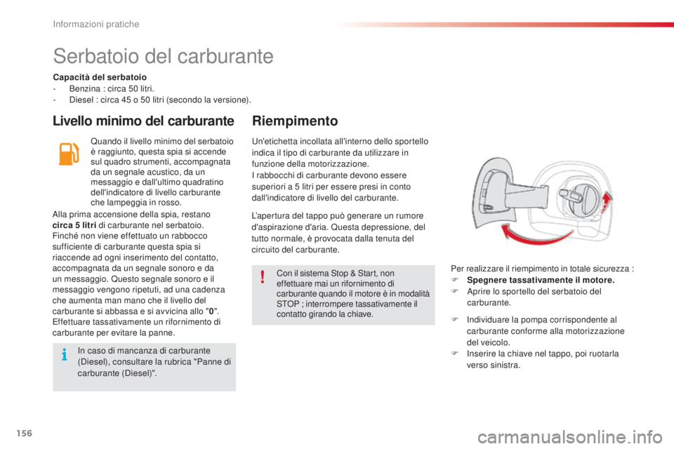 CITROEN C4 CACTUS 2015 Libretti Di Uso E manutenzione (in Italian) 156
C4-cactus_it_Chap09_info-pratiques_ed02-2014
serbatoio del carburante
Capacità del serbatoio
- B enzina : circa 50 litri.
-
d
i
esel : circa 45 o 50 litri (secondo la versione).
Livello CITROEN C4 CACTUS 2015 Libretti Di Uso E manutenzione (in Italian) 156
C4-cactus_it_Chap09_info-pratiques_ed02-2014
serbatoio del carburante
Capacità del serbatoio
- B enzina : circa 50 litri.
-
d
i
esel : circa 45 o 50 litri (secondo la versione).
Livello