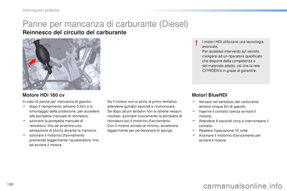 CITROEN C5 2016 Libretti Di Uso E manutenzione (in Italian) 180
C5_it_Chap08_information_ed01-2015
i motori Hdi utilizzano una tecnologia
avanzata.
Per qualsiasi intervento sul veicolo,
rivolgersi ad un riparatore qualificato
che dispone della competenza e CITROEN C5 2016 Libretti Di Uso E manutenzione (in Italian) 180
C5_it_Chap08_information_ed01-2015
i motori Hdi utilizzano una tecnologia
avanzata.
Per qualsiasi intervento sul veicolo,
rivolgersi ad un riparatore qualificato
che dispone della competenza e