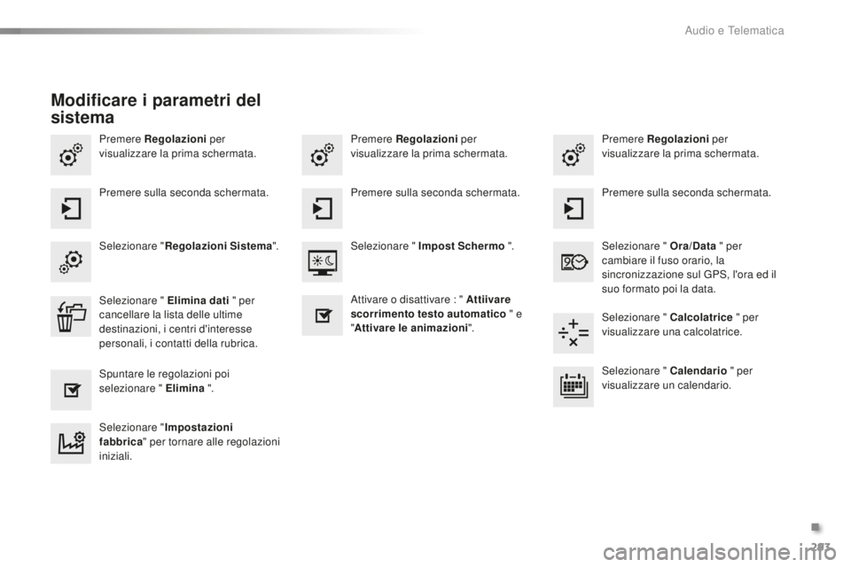CITROEN C5 2016 Libretti Di Uso E manutenzione (in Italian) 293
C5_it_Chap11b_sMEGplus_ed01-2015
Premere Regolazioni per
visualizzare la prima schermata. Premere Regolazioni
per
visualizzare la prima schermata.
Premere Regolazioni
per
visualizzare la prim CITROEN C5 2016 Libretti Di Uso E manutenzione (in Italian) 293
C5_it_Chap11b_sMEGplus_ed01-2015
Premere Regolazioni per
visualizzare la prima schermata. Premere Regolazioni
per
visualizzare la prima schermata.
Premere Regolazioni
per
visualizzare la prim