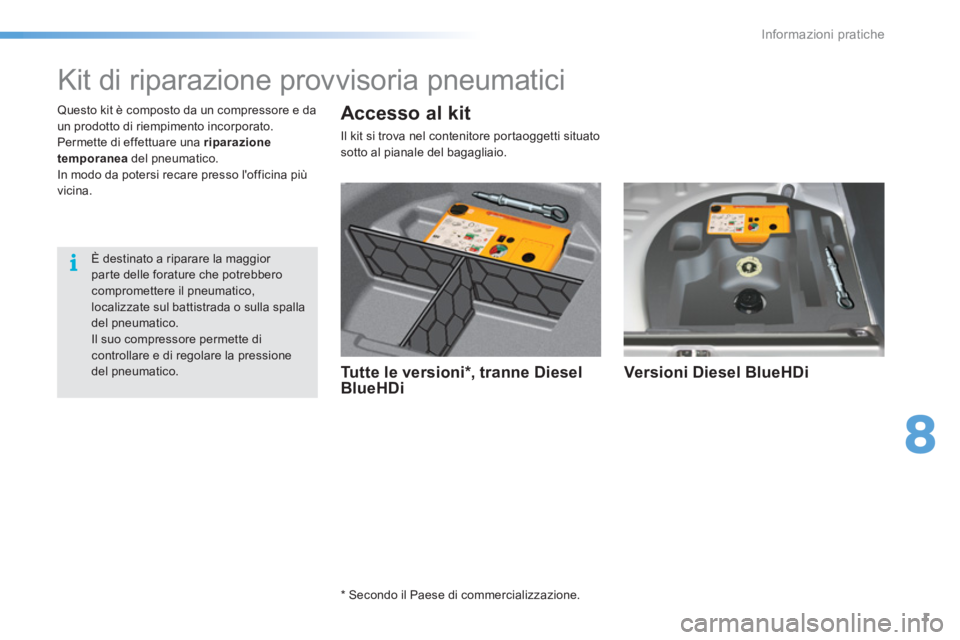 CITROEN C5 2016  Libretti Di Uso E manutenzione (in Italian) 8
Informazioni pratiche
1
   
 
 
 
 
 
 
 
 
 
 
 
Kit di riparazione provvisoria pneumatici 
 
 
 
Tutte le versioni * , tranne Diesel 
BlueHDi     
Versioni Diesel BlueHDi  
 
 
 
 
 
*  
 Secondo 