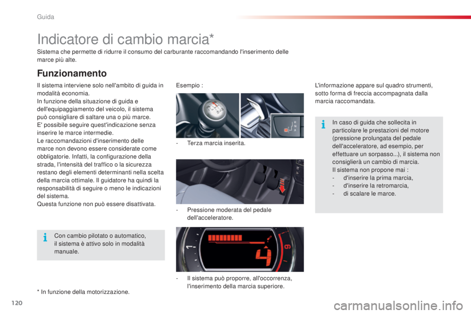 CITROEN C5 2015 Libretti Di Uso E manutenzione (in Italian) 120
C5_it_Chap04_conduite_ed01-2014
sistema che permette di ridurre il consumo del carburante raccomandando l'inserimento delle
marce più alte.
il s
istema interviene solo nell'ambito di gui CITROEN C5 2015 Libretti Di Uso E manutenzione (in Italian) 120
C5_it_Chap04_conduite_ed01-2014
sistema che permette di ridurre il consumo del carburante raccomandando l'inserimento delle
marce più alte.
il s
istema interviene solo nell'ambito di gui