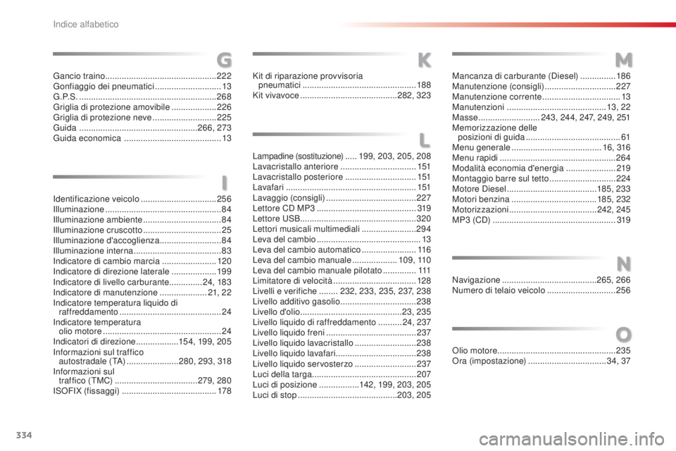 CITROEN C5 2015  Libretti Di Uso E manutenzione (in Italian) 334
C5_it_Chap12_index-alpha_ed01-2014
identificazione veicolo ................................256il
luminazione  ................................................. 84
il

luminazione ambiente
 
 .....