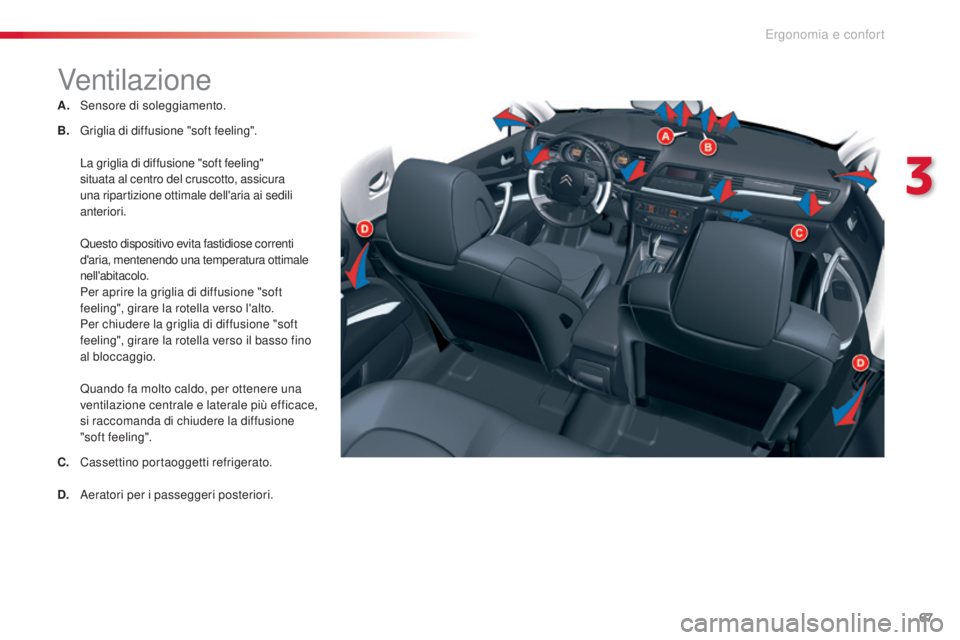 CITROEN C5 2015 Libretti Di Uso E manutenzione (in Italian) 67
C5_it_Chap03_ergo-et-confort_ed01-2014
Ventilazione
A. sensore di soleggiamento.
B.
G
riglia di diffusione "soft feeling".
L
a griglia di diffusione "soft feeling"
situata al ce CITROEN C5 2015 Libretti Di Uso E manutenzione (in Italian) 67
C5_it_Chap03_ergo-et-confort_ed01-2014
Ventilazione
A. sensore di soleggiamento.
B.
G
riglia di diffusione "soft feeling".
L
a griglia di diffusione "soft feeling"
situata al ce