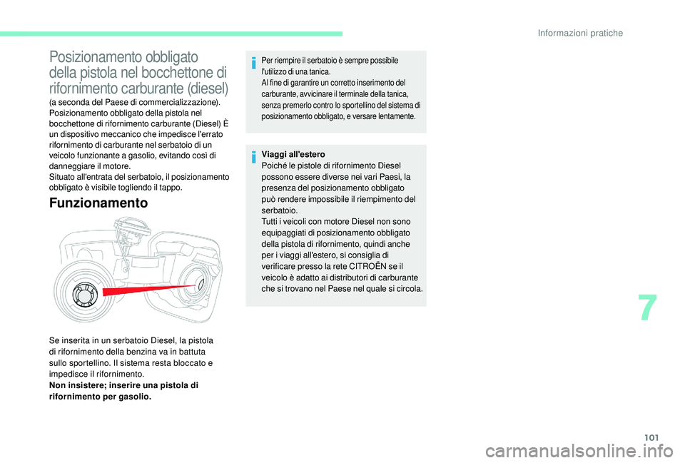 CITROEN C-ELYSÉE 2018 Libretti Di Uso E manutenzione (in Italian) 101
Posizionamento obbligato
della pistola nel bocchettone di
rifornimento carburante (diesel)
(a seconda del Paese di commercializzazione).
Posizionamento obbligato della pistola nel
bocchettone d CITROEN C-ELYSÉE 2018 Libretti Di Uso E manutenzione (in Italian) 101
Posizionamento obbligato
della pistola nel bocchettone di
rifornimento carburante (diesel)
(a seconda del Paese di commercializzazione).
Posizionamento obbligato della pistola nel
bocchettone d