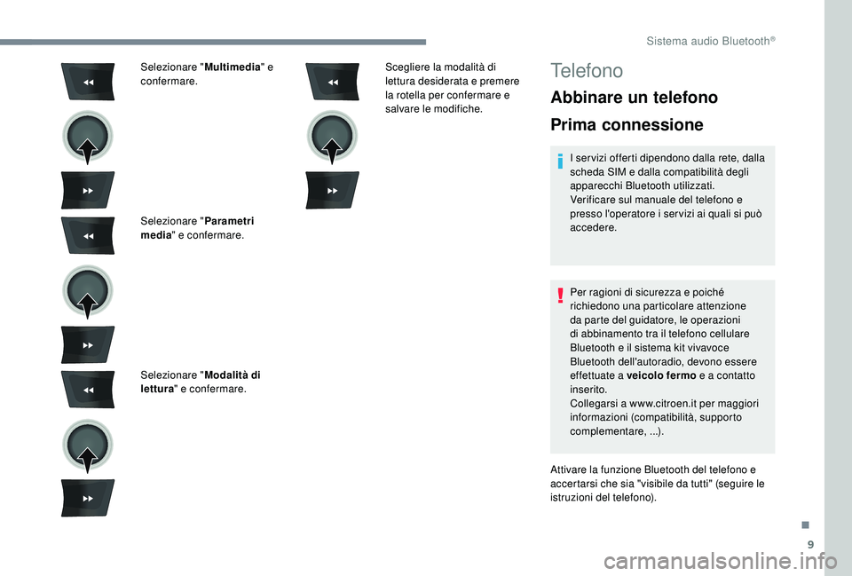 CITROEN C-ELYSÉE 2018 Libretti Di Uso E manutenzione (in Italian) 9
Selezionare "Multimedia" e
confermare.
Selezionare " Parametri
media " e confermare.
Selezionare " Modalità di
lettura " e confermare. Scegliere la modalità di
lettura CITROEN C-ELYSÉE 2018 Libretti Di Uso E manutenzione (in Italian) 9
Selezionare "Multimedia" e
confermare.
Selezionare " Parametri
media " e confermare.
Selezionare " Modalità di
lettura " e confermare. Scegliere la modalità di
lettura
