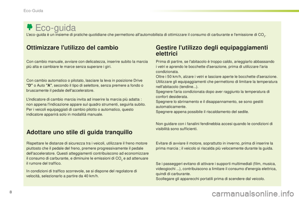 CITROEN C-ELYSÉE 2016 Libretti Di Uso E manutenzione (in Italian) 8
se i passeggeri evitano di attivare i supporti multimediali (film, musica,
videogiochi ...), contribuiscono a limitare il consumo d'energia elettrica,
quindi di carburante.
sc
ollegare gli app CITROEN C-ELYSÉE 2016 Libretti Di Uso E manutenzione (in Italian) 8
se i passeggeri evitano di attivare i supporti multimediali (film, musica,
videogiochi ...), contribuiscono a limitare il consumo d'energia elettrica,
quindi di carburante.
sc
ollegare gli app