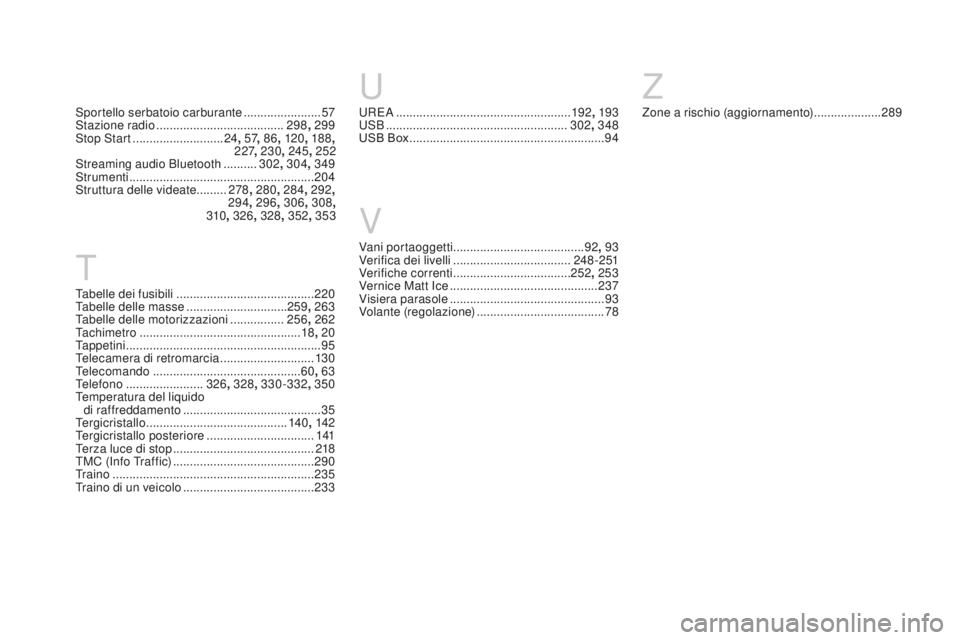 CITROEN DS3 2017 Libretti Di Uso E manutenzione (in Italian) DS3_it_Chap12_index-recherche_ed02-2015
U
UREA .................................................... 192, 193
USB ........ .............................................. 302, 348
USB Box
............. CITROEN DS3 2017 Libretti Di Uso E manutenzione (in Italian) DS3_it_Chap12_index-recherche_ed02-2015
U
UREA .................................................... 192, 193
USB ........ .............................................. 302, 348
USB Box
.............