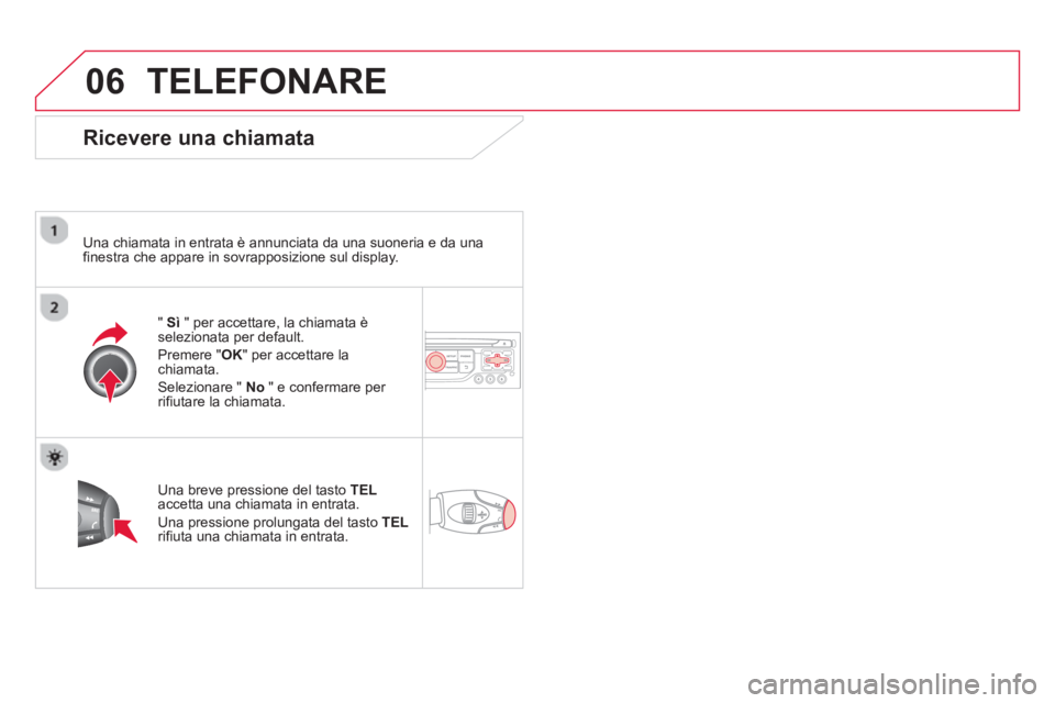CITROEN DS3 2014 Libretti Di Uso E manutenzione (in Italian) 06TELEFONARE
Ricevere una chiamata
Una chiamata in entrata è annunciata da una suoneria e da una
finestra che appare in sovrapposizione sul display.
" Sì
"
per accettare, la chiamata ès CITROEN DS3 2014 Libretti Di Uso E manutenzione (in Italian) 06TELEFONARE
Ricevere una chiamata
Una chiamata in entrata è annunciata da una suoneria e da una
finestra che appare in sovrapposizione sul display.
" Sì
"
per accettare, la chiamata ès