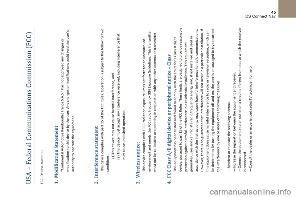 CITROEN DS4 2017 Libretti Di Uso E manutenzione (in Italian) 45 DS Connect Nav CITROEN DS4 2017 Libretti Di Uso E manutenzione (in Italian) 45 DS Connect Nav