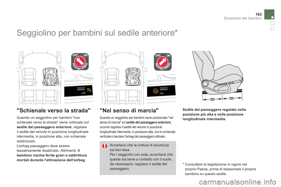 CITROEN DS4 2014 Libretti Di Uso E manutenzione (in Italian) 163Sicurezza dei bambini
Seggiolino per bambini sul sedile anteriore *
"Schienale verso la strada"
"Nel senso di marcia"
Sedile del passeggero CITROEN DS4 2014 Libretti Di Uso E manutenzione (in Italian) 163Sicurezza dei bambini
Seggiolino per bambini sul sedile anteriore *
"Schienale verso la strada"
"Nel senso di marcia"
Sedile del passeggero