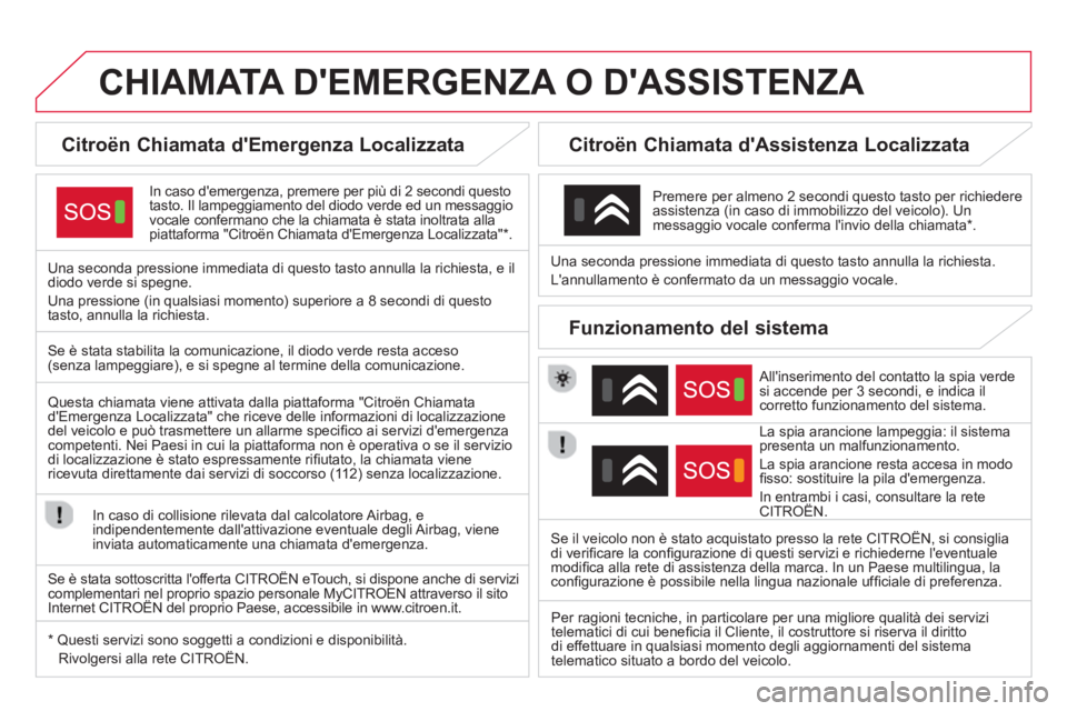 CITROEN DS4 2014 Libretti Di Uso E manutenzione (in Italian)
CHIAMATA DEMERGENZA O DASSISTENZA
Citroën Chiamata dEmergenza Localizzata
In caso demergenza, premere per più di 2 secondi questo
tasto. Il CITROEN DS4 2014 Libretti Di Uso E manutenzione (in Italian)
CHIAMATA DEMERGENZA O DASSISTENZA
Citroën Chiamata dEmergenza Localizzata
In caso demergenza, premere per più di 2 secondi questo
tasto. Il