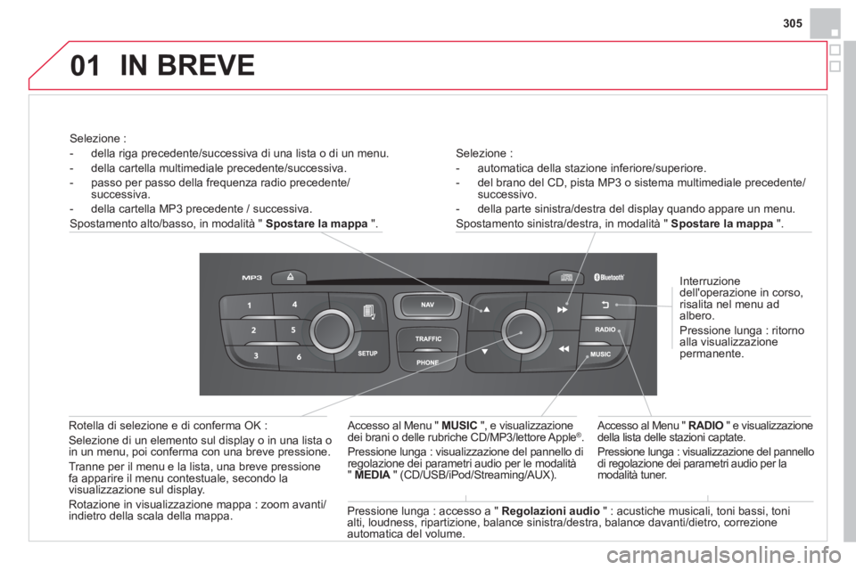 CITROEN DS4 2014 Libretti Di Uso E manutenzione (in Italian) 01
305
Selezione :
- automatica della stazione inferiore/superiore.
- del brano del CD, pista MP3 o sistema multimediale precedente/
successivo.
- della parte sinistra/destr CITROEN DS4 2014 Libretti Di Uso E manutenzione (in Italian) 01
305
Selezione :
- automatica della stazione inferiore/superiore.
- del brano del CD, pista MP3 o sistema multimediale precedente/
successivo.
- della parte sinistra/destr