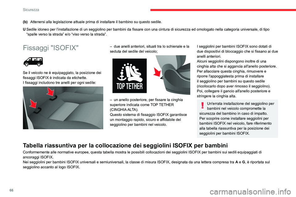 CITROEN JUMPER 2020 Libretti Di Uso E manutenzione (in Italian) 66
Sicurezza
(b)Attenersi alla legislazione attuale prima di installare il bambino su questo sedile.
U Sedile idoneo per l’installazione di un seggiolino per bambini da fissare con una cintura di si CITROEN JUMPER 2020 Libretti Di Uso E manutenzione (in Italian) 66
Sicurezza
(b)Attenersi alla legislazione attuale prima di installare il bambino su questo sedile.
U Sedile idoneo per l’installazione di un seggiolino per bambini da fissare con una cintura di si