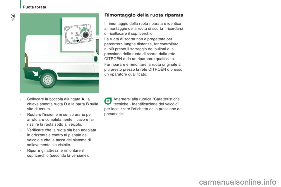 CITROEN JUMPER 2016 Libretti Di Uso E manutenzione (in Italian) 160
jumper_it_Chap08_Aide-Rapide_ed01-2015
Atternersi alla rubrica "Caratteristiche
tecniche - Identificazione del veicolo"
per localizzare l'etichetta della pressione dei
pneumatici.
CITROEN JUMPER 2016 Libretti Di Uso E manutenzione (in Italian) 160
jumper_it_Chap08_Aide-Rapide_ed01-2015
Atternersi alla rubrica "Caratteristiche
tecniche - Identificazione del veicolo"
per localizzare l'etichetta della pressione dei
pneumatici.
