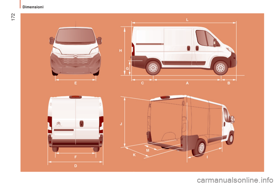 CITROEN JUMPER 2016  Libretti Di Uso E manutenzione (in Italian)  172
jumper_it_Chap09_Caracteristiques-Techniques_ed01-2015 
Dimensioni  