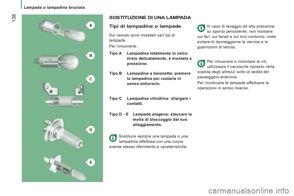 CITROEN JUMPER 2015 Libretti Di Uso E manutenzione (in Italian) Lampada o lampadina bruciata
138
JUMPER-PAPIER_IT_CHAP08_AIDE RAPIDE_ED01-2014
In caso di lavaggio ad alta pressione
su sporco persistente, non insistere
sui fari, sui fanali e sul loro CITROEN JUMPER 2015 Libretti Di Uso E manutenzione (in Italian) Lampada o lampadina bruciata
138
JUMPER-PAPIER_IT_CHAP08_AIDE RAPIDE_ED01-2014
In caso di lavaggio ad alta pressione
su sporco persistente, non insistere
sui fari, sui fanali e sul loro