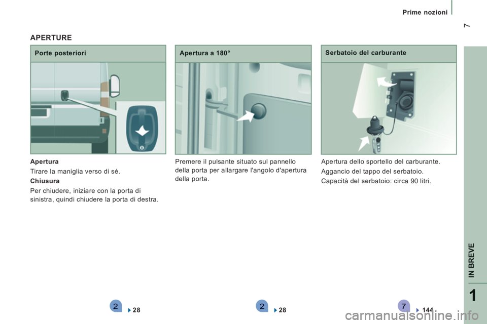CITROEN JUMPER 2014  Libretti Di Uso E manutenzione (in Italian) 2271
IN BREV
E
7
   
 
Prime nozioni  
 
A
pertura
  Tirare la maniglia verso di sé. 
Chiusur
a
  Per chiudere, iniziare con la porta di
sinistra, quindi chiudere la porta di destra. 
 
 Porte poster