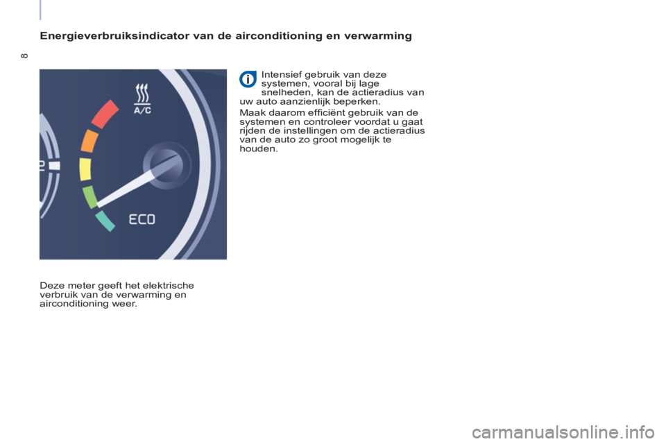 CITROEN BERLINGO ELECTRIC 2017 Instructieboekjes (in Dutch) 8
Energieverbruiksindicator van de airconditioning en verwarming
Deze meter geeft het elektrische
verbruik van de verwarming en
airconditioning weer. Intensief gebruik van deze
systemen, v CITROEN BERLINGO ELECTRIC 2017 Instructieboekjes (in Dutch) 8
Energieverbruiksindicator van de airconditioning en verwarming
Deze meter geeft het elektrische
verbruik van de verwarming en
airconditioning weer. Intensief gebruik van deze
systemen, v
