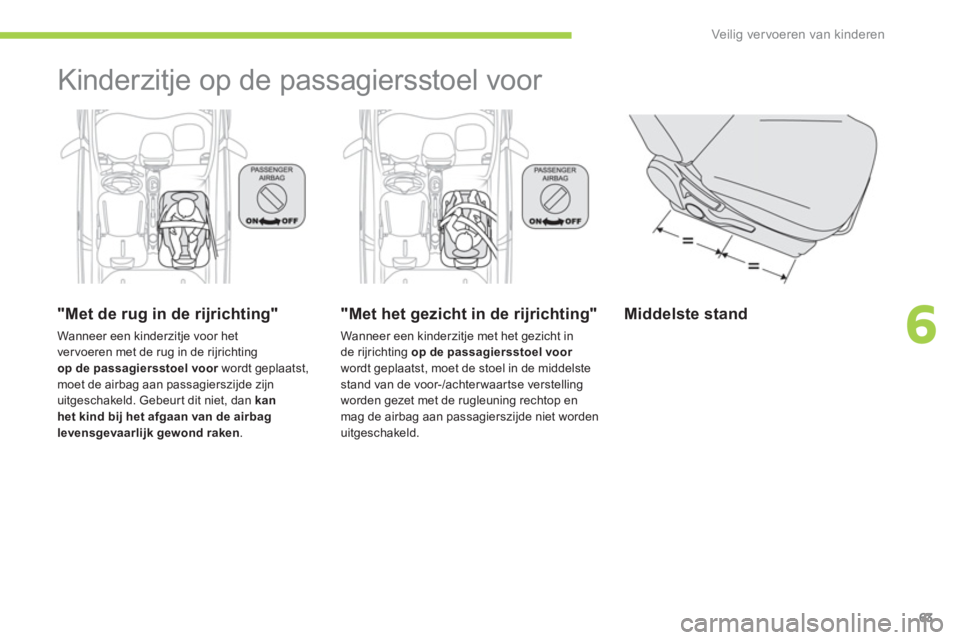 CITROEN C-ZERO 2014 Instructieboekjes (in Dutch) 6
Veilig vervoeren van kinderen
63
Kinderzitje op de passagiersstoel voor
"Met de rug in de rijrichting"
Wanneer een kinderzitje voor het
ver voeren met de rug in de rijrichtingop de passa CITROEN C-ZERO 2014 Instructieboekjes (in Dutch) 6
Veilig vervoeren van kinderen
63
Kinderzitje op de passagiersstoel voor
"Met de rug in de rijrichting"
Wanneer een kinderzitje voor het
ver voeren met de rug in de rijrichtingop de passa